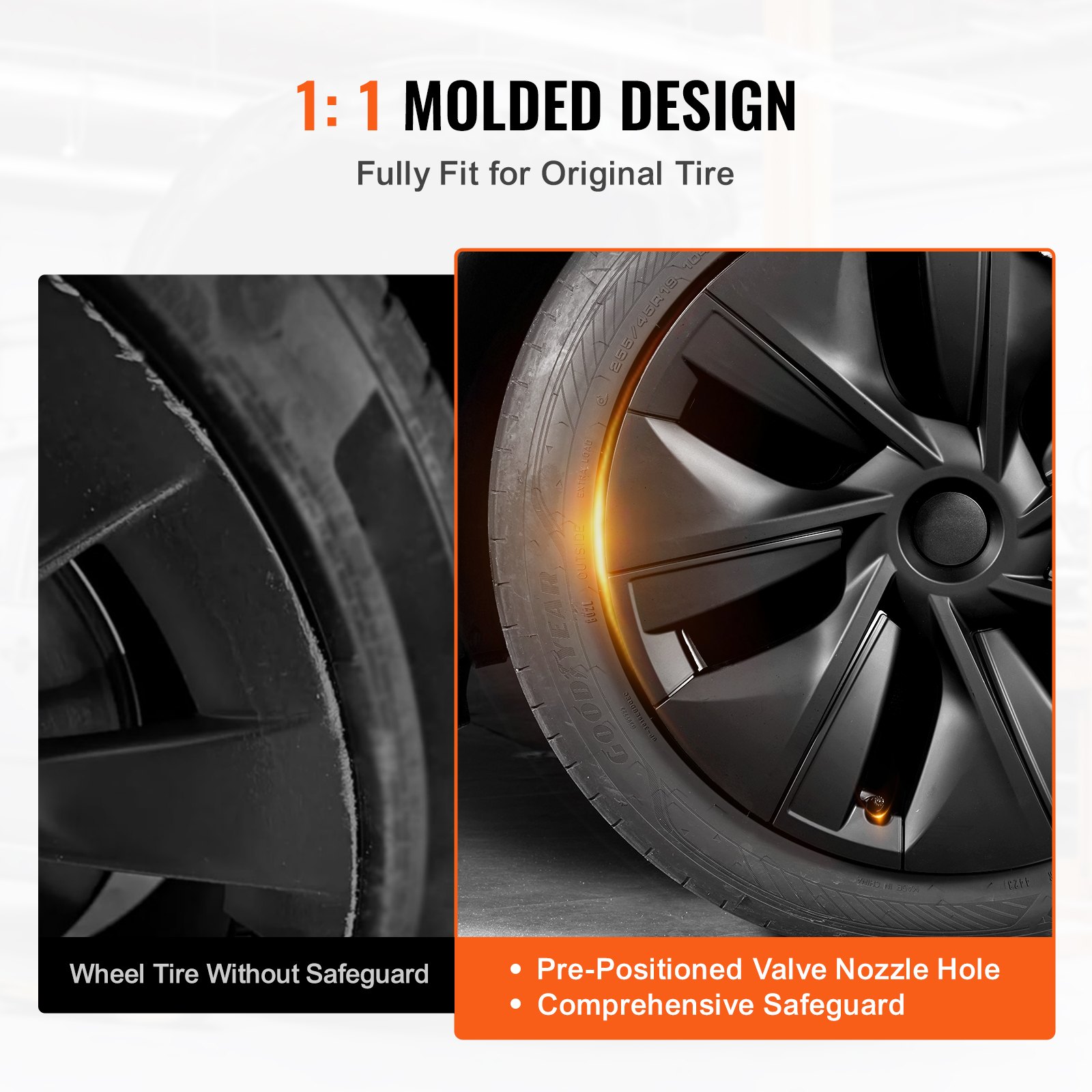 VEVOR Wheel Covers Hub Caps Rim Covers Model Y 2020-2023 for 19 inch Wheels, Wheel Cover with Snap Fastener & Protective Strip & Valve Hole, ABS and PC Wheel Cover with High Rigidity, Weatherproof