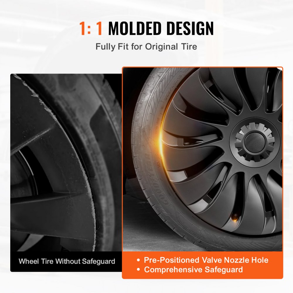 VEVOR Wheel Covers Hub Caps Rim Covers 2021-2023 Model Y for 19 Inch Wheels, Wheel Cover with Snap Fastener & Protective Strip & Valve Hole, ABS and PC Wheel Cover with High Rigidity