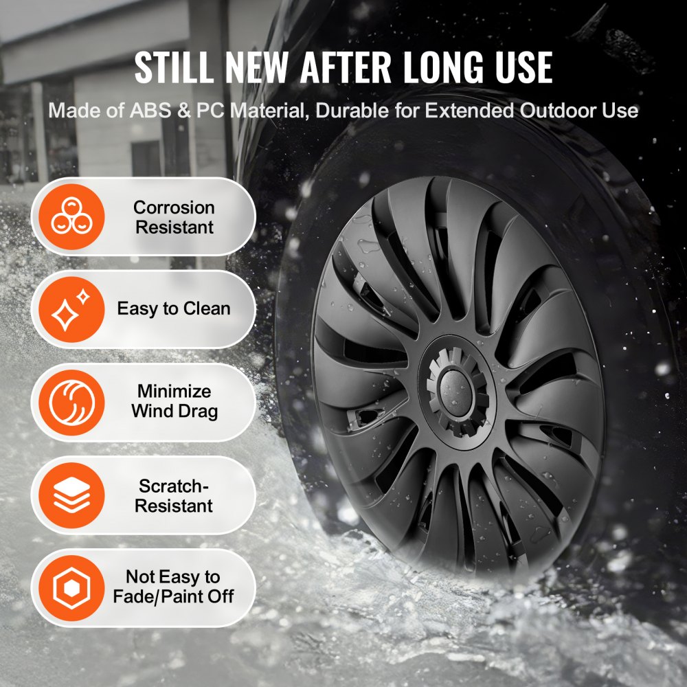 VEVOR Wheel Covers Hub Caps Rim Covers 2021-2023 Model Y for 19 Inch Wheels, Wheel Cover with Snap Fastener & Protective Strip & Valve Hole, ABS and PC Wheel Cover with High Rigidity