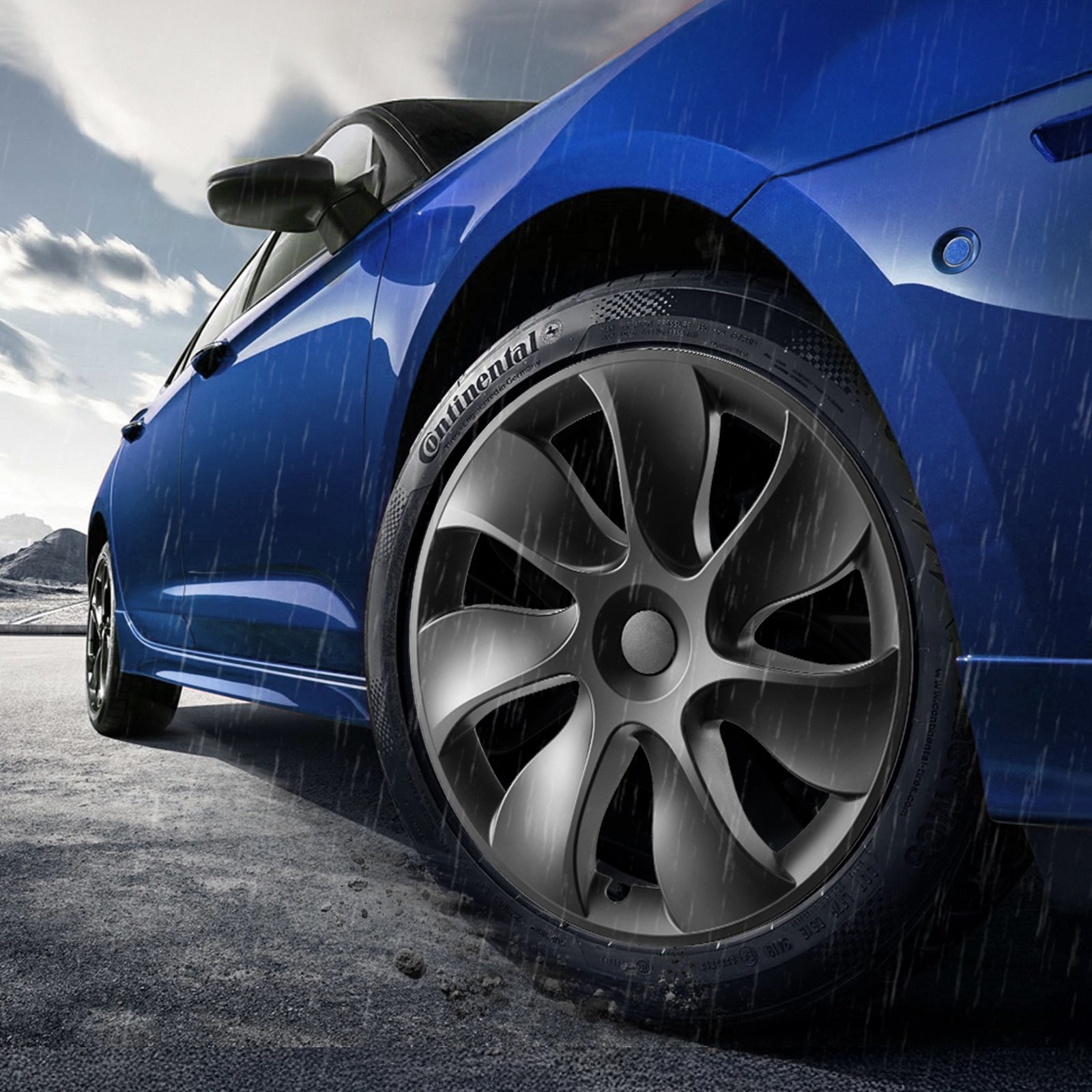 VEVOR Tapacubos para Llantas, Tesla Modelo Y 2021-2023, Totalmente Ajustados con Cierre a Presión, Cinta Protectora y Orificio para Boquilla de Válvula, ABS y PC, para Todo Tipo Clima, φ 528 x 83 mm