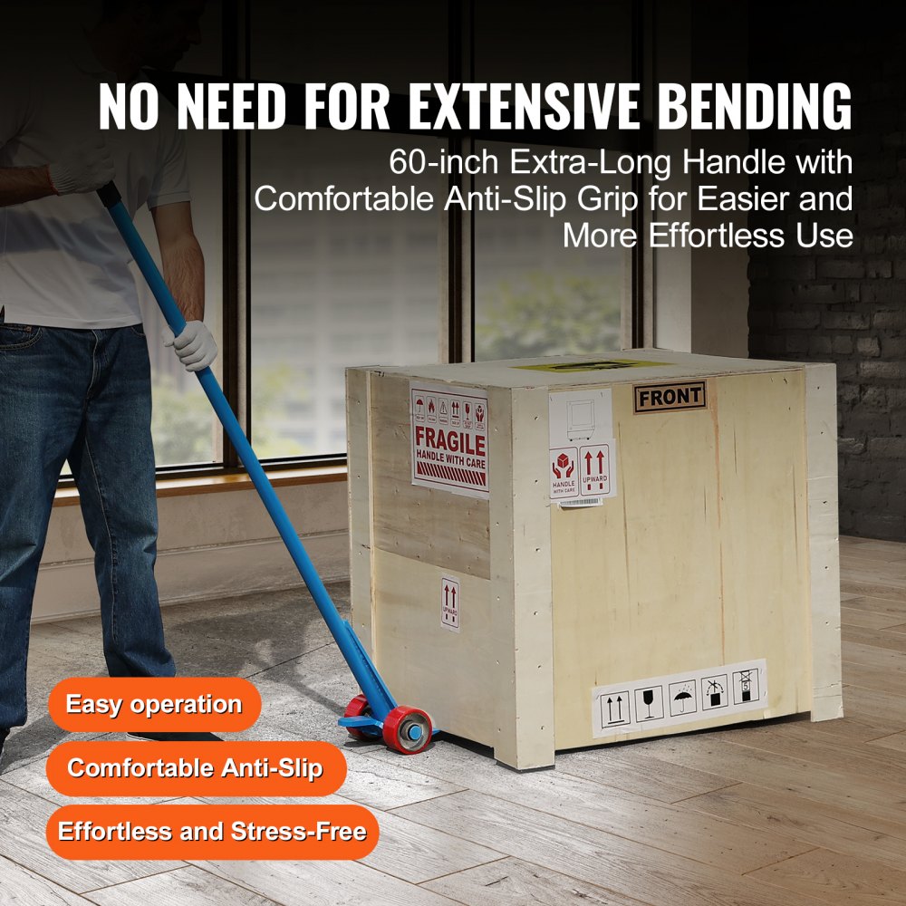 VEVOR Barra de Palanca 4T Elevador de Muebles de Alta Resistencia con Ruedas Barra de Elevación Herramienta Móvil de Acero al Carbono Q235 152,4 cm para Levantar Paletas de Mercancías de Carga Pesada