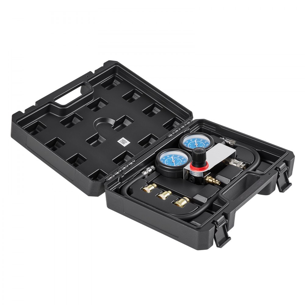 VEVOR Kit de Comprobador de Fugas de Cilindros Rango de Manómetro de 0-100 PSI, Probador de Compresión de Cilindros con 4 Adaptadores y Conexiones de Aire, Prueba de Presión y Tasa de Fugas en Autos