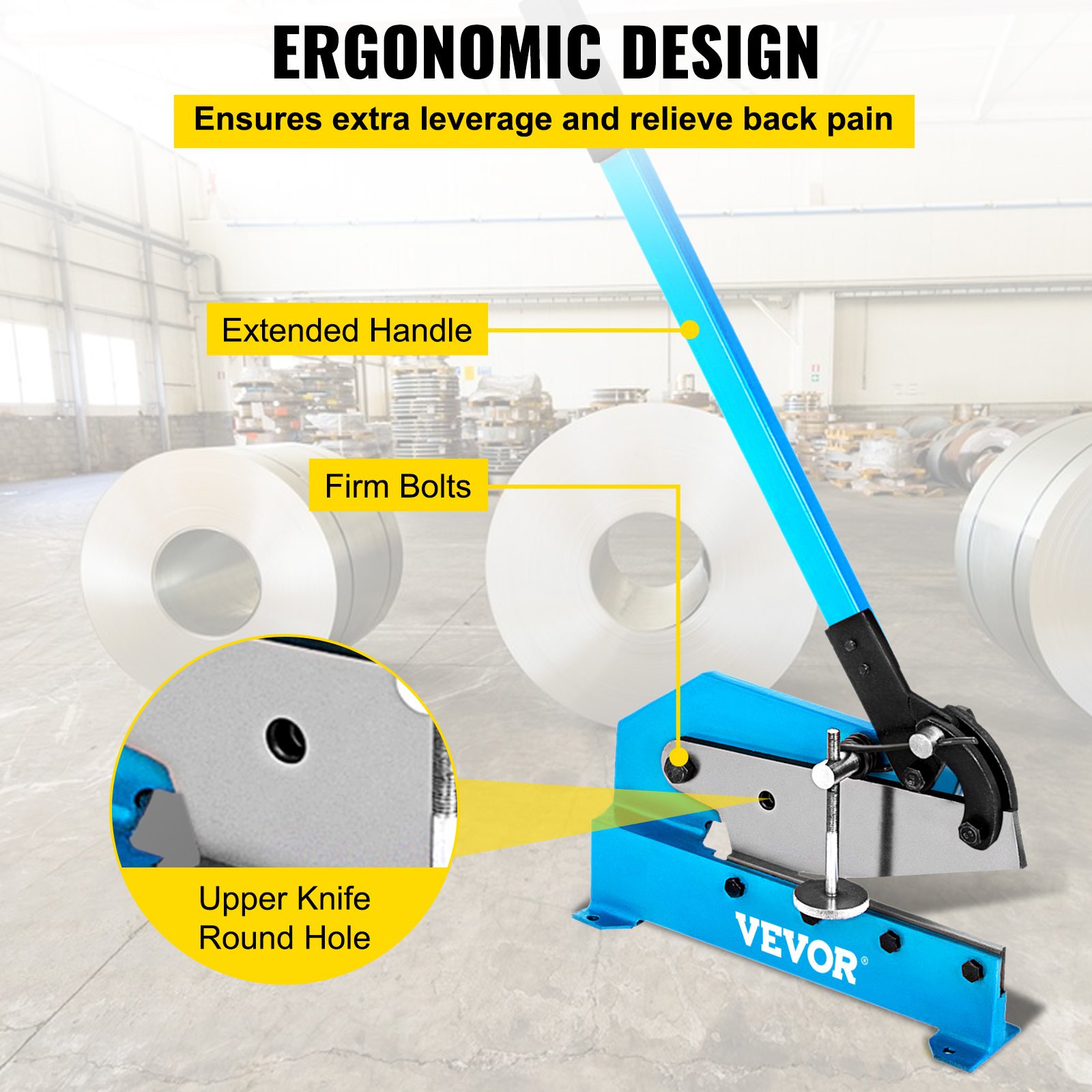 Tijeras de mano VEVOR con diseño ergonómico, mango extendido y pernos firmes.