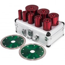 VEVOR Juego de Sierra Perforadora de Diamante, Brocas para Taladro de 20/25/32/35/40/50/60/68 mm y Rosca M14, Brocas 10 Piezas, Brocas para Material Duro, con Guía de Agujero para Sierra