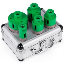 VEVOR Juego de Sierra Perforadora de Diamante de 5 Piezas, Uso para Material Duro, Brocas de Diamante, Diámetros de 1/1,6/1,8/2/2,7" y Rosca M14, Brocas para Taladrar, con 1 Caja Fina Compacta