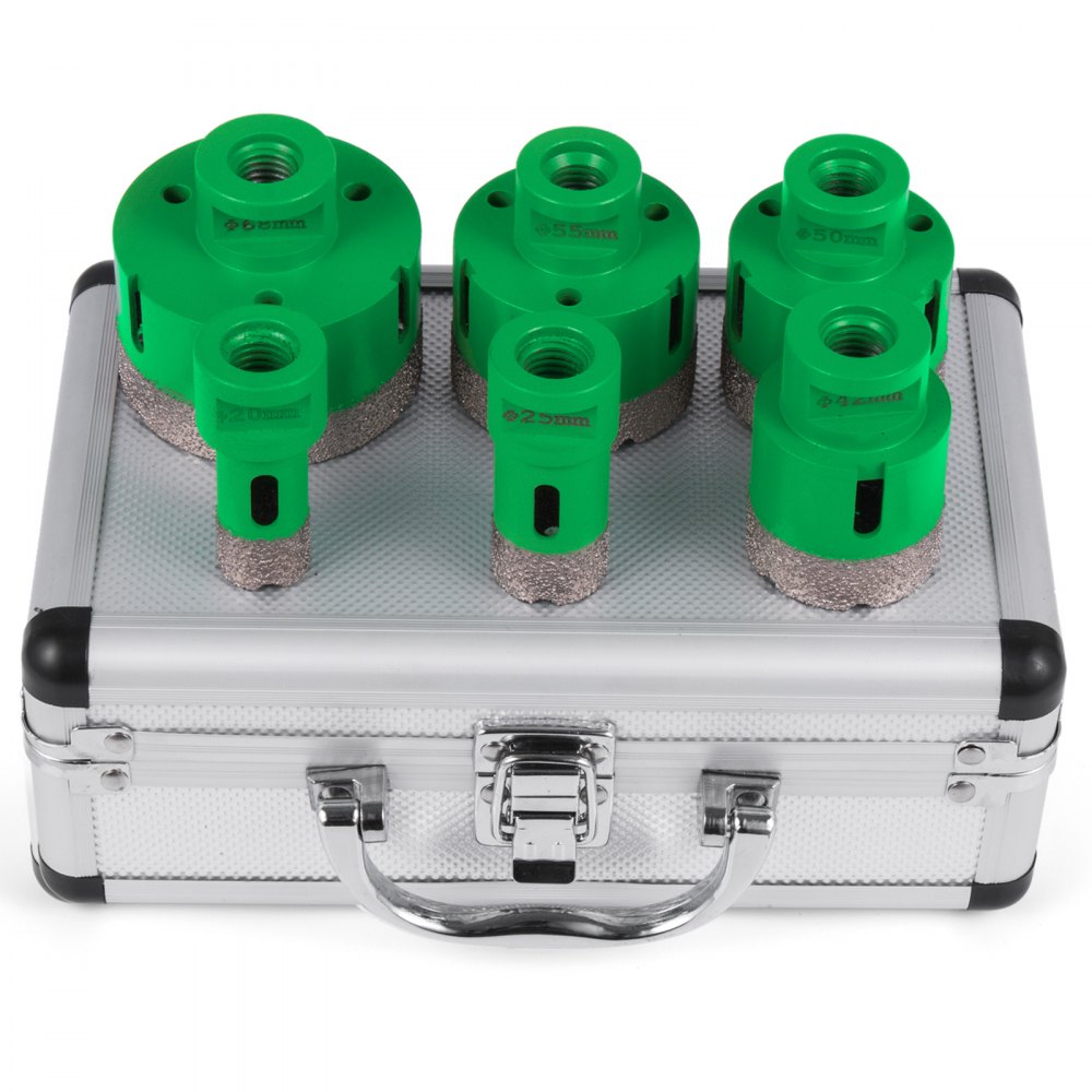 Mophorn Diamond Hole Saw Set 20/25/42/50/55/68 mm 6-piece Core Drill Bits M14 Thread 0.8/1/1.7/2/2.2/2.7 inch for Precise Drilling