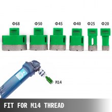 VEVOR Juego de Sierra Perforadora de 6 Piezas, Uso para Material Duro, Brocas de Diamante, Diámetros de 0,79/1/1,6/1,8/2/2,7 pulgadas, Brocas para Taladro, con Guía de Agujeros para Sierra