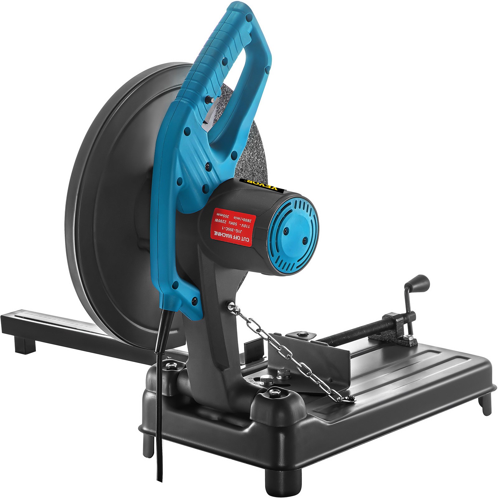 VEVOR Tronzadora de Metal, 2200 W Sierra Tronzadora Metal, 3900RPM Tronzadora de Corte Rápido, 0-45° Disco para Tronzadora Metal 355 mm, Tronzadora de Disco J1G-ZB-355C-1 para Cortar Acero Metales