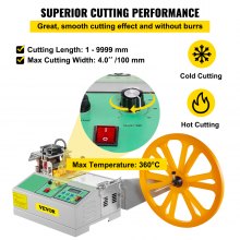 VEVOR Máquina Cortadora Automática de Cinta Caliente y Fría de 100 mm / 3.9 Pulgadas de Ancho Perfecto para Cortar Varias Correas Como El Cinturón de Nylon El Velcro El Cinturón con Cremallera Etc.