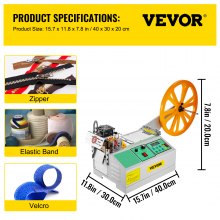 VEVOR Máquina Cortadora Automática de Cinta Caliente y Fría de 100 mm / 3.9 Pulgadas de Ancho Perfecto para Cortar Varias Correas Como El Cinturón de Nylon El Velcro El Cinturón con Cremallera Etc.