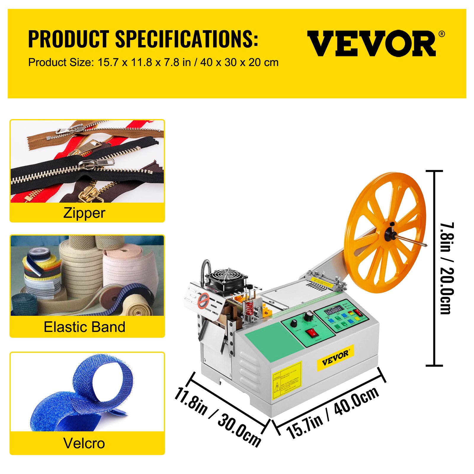 VEVOR Máquina Cortadora Automática de Cinta Caliente y Fría de 100 mm de Ancho Perfecto para Cortar Varias Correas Como Cinturón de Nylon Belcro Cinturón con Cremallera
