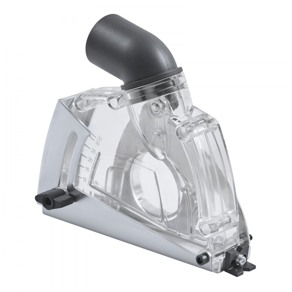 VEVOR Protector Antipolvo de Corte para Amoladoras Angulares, Universal de 10-12,7 cm con 6 Arandelas de Sujeción, Profundidad de Corte Ajustable, Conexión a Aspiradora, 190 x 78 x 165 mm, Plata