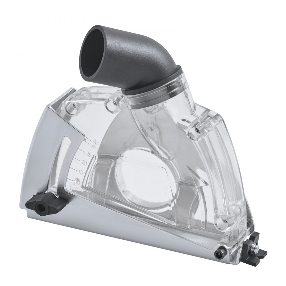 VEVOR Protector Antipolvo de Corte para Amoladoras Angulares, Universal de 10-12,7 cm con 6 Arandelas de Sujeción, Profundidad de Corte Ajustable, Conexión a Aspiradora, 190 x 78 x 165 mm, Plata