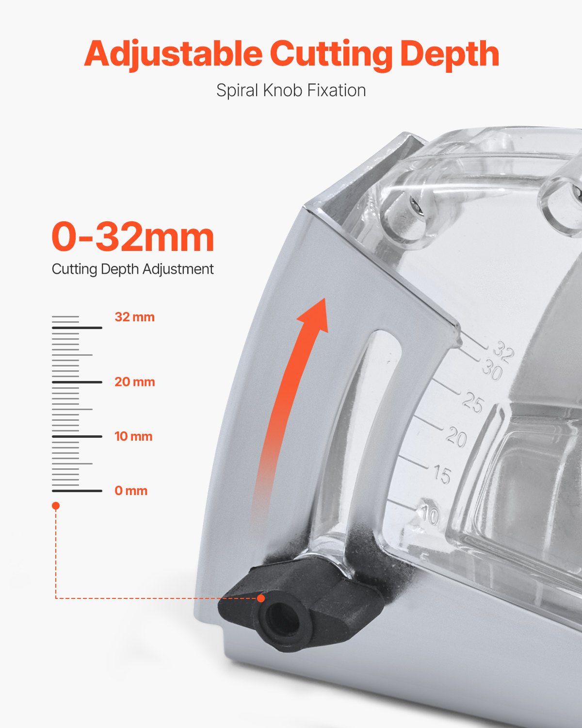 VEVOR Protector Antipolvo de Corte para Amoladoras Angulares, Universal de 10-12,7 cm con 6 Arandelas de Sujeción, Profundidad de Corte Ajustable, Conexión a Aspiradora, 190 x 78 x 165 mm, Plata