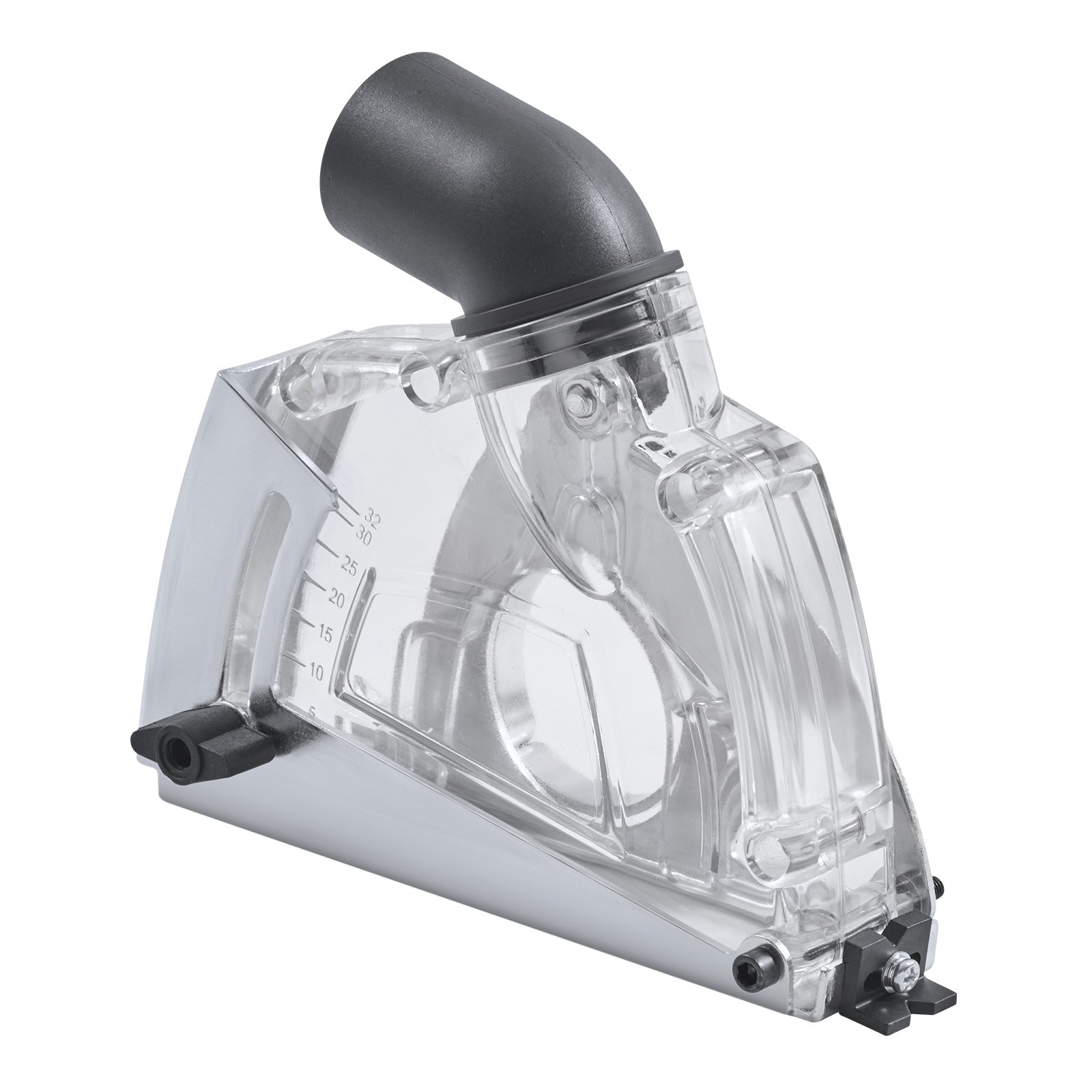 VEVOR Protector Antipolvo de Corte para Amoladoras Angulares, Universal de 10-12,7 cm con 6 Arandelas de Sujeción, Profundidad de Corte Ajustable, Conexión a Aspiradora, 190 x 78 x 165 mm, Plata