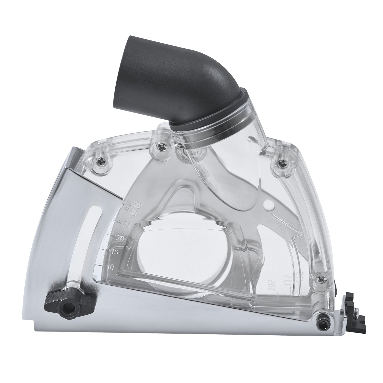 VEVOR Protector Antipolvo de Corte para Amoladoras Angulares, Universal de 10-12,7 cm con 6 Arandelas de Sujeción, Profundidad de Corte Ajustable, Conexión a Aspiradora, 190 x 78 x 165 mm, Plata