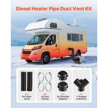 VEVOR Kit de Ventilación de Salida de Aire Caliente para Calentador Diésel con Conector en Y, Abrazaderas para Conductos de Aire, para Calentadores Diésel 2 /5/8 kW, Negro, 720 x 1065 x 100 mm