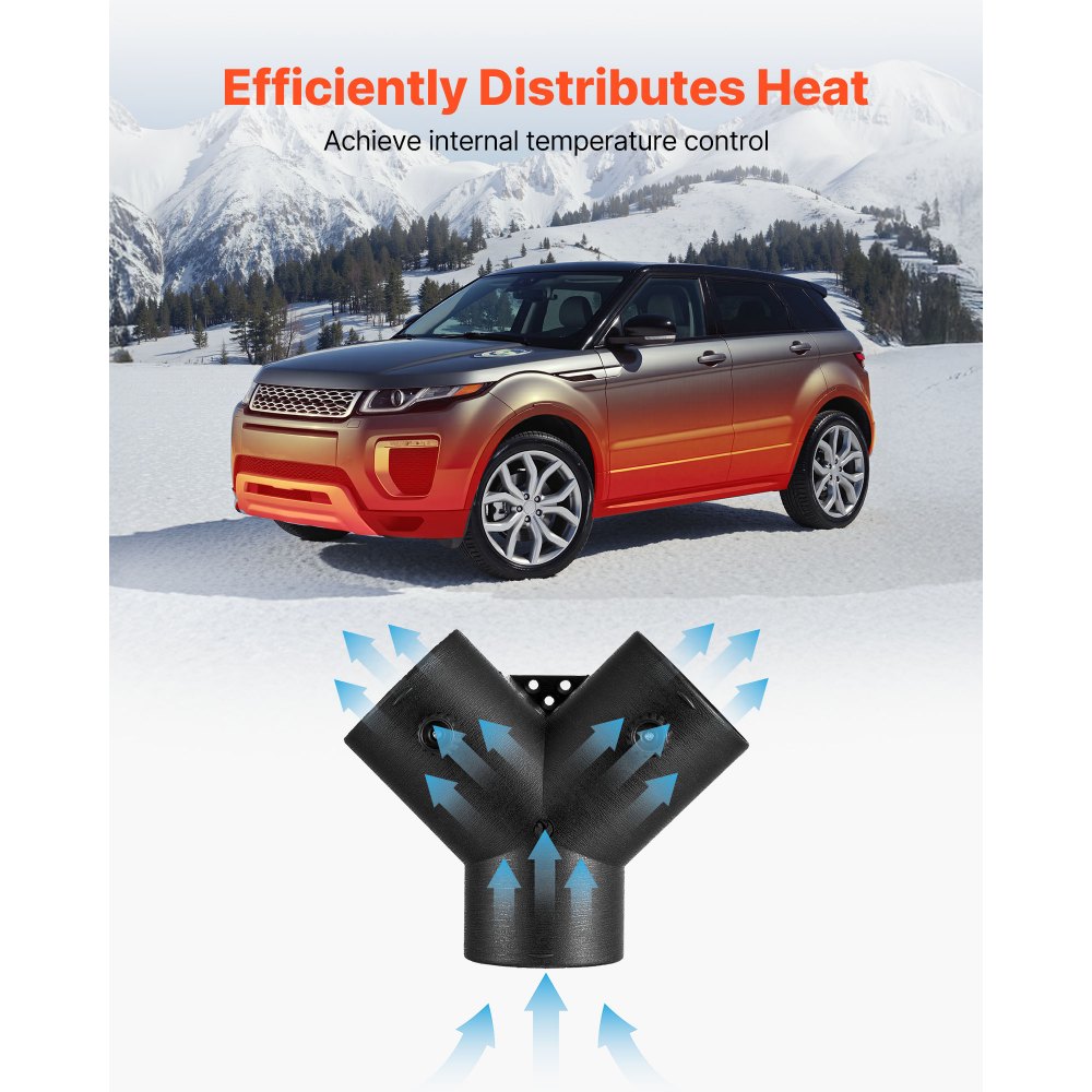 VEVOR Diesel Heater Connector, 75mm Diesel Heater Duct Connector Accessories, 3-Way Y Branch Diesels Heaters Air Vent Duct with 2 90° Rotatable Valves, Black Joint Connectors for 2KW 5KW 8KW Heaters