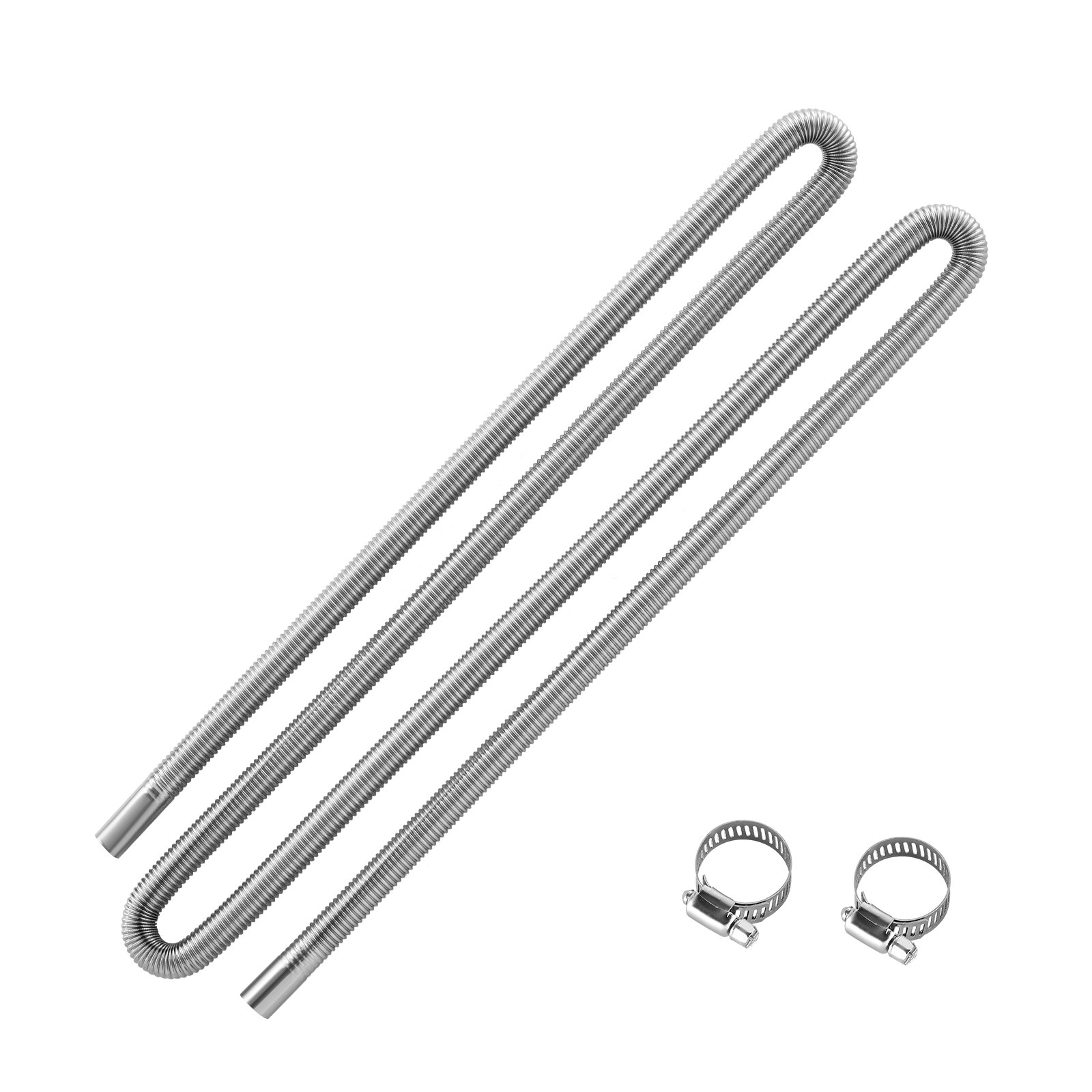 VEVOR Tubo de Escape para Calentador de Estacionamiento Flexible, con 2 Abrazaderas, Acero Inoxidable con Sección Transversal para Calentadores Diésel de 2 /5/8 kW, Φ 25 x 3000 mm, 1 ud, Plata