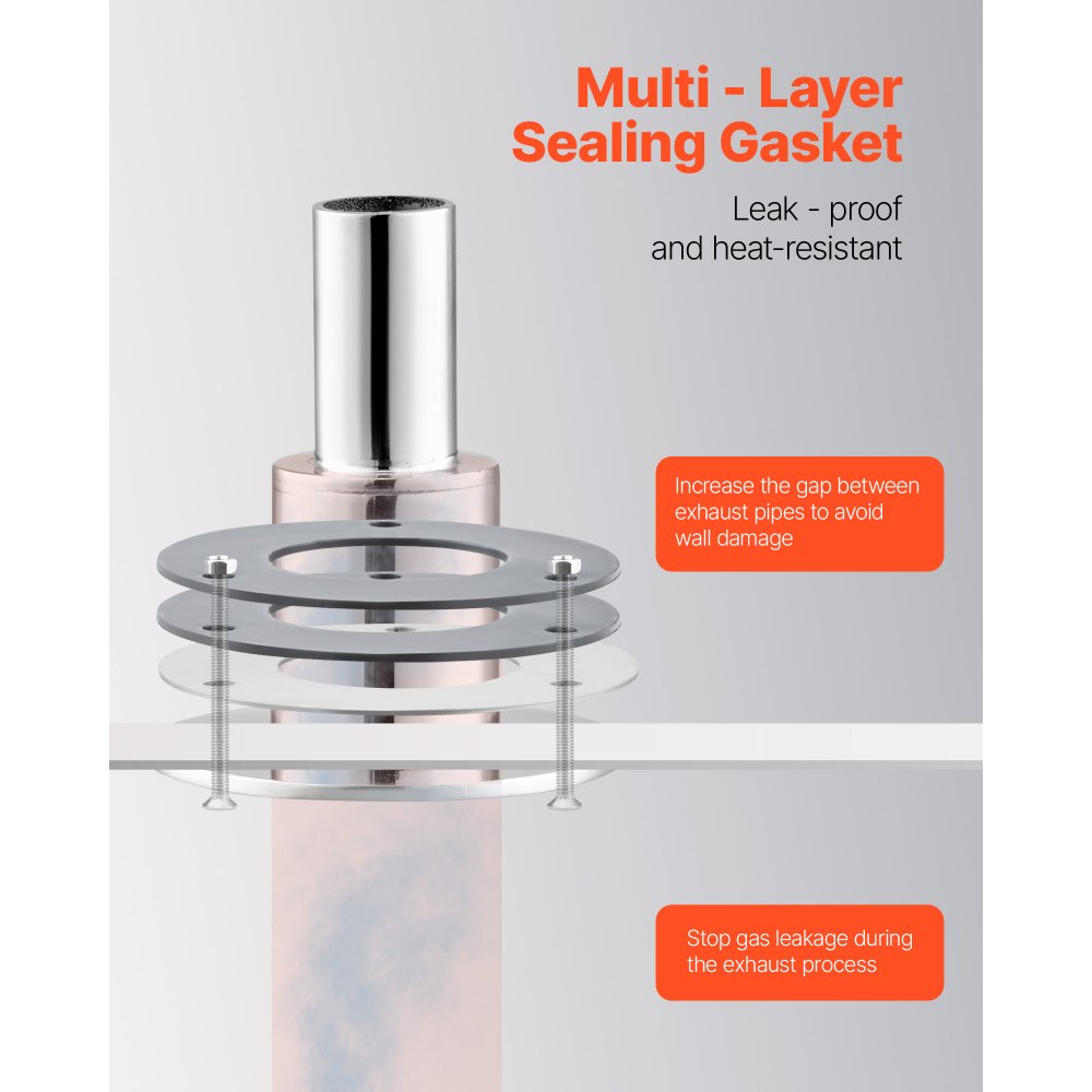 VEVOR Kit de Escape Recto para Pasacascos, con Pernos, Tuercas y Junta para Calentadores Diésel y de Estacionamiento, Acero Inoxidable 316, 80 x 92 mm, para Vehículos, Embarcaciones y Camiones