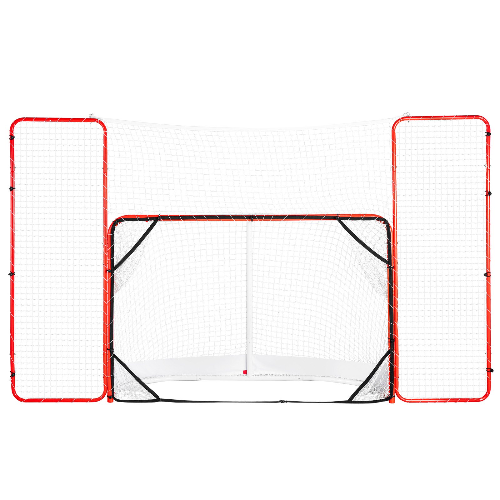 VEVOR Portería de Hockey con Protectores de Pelotas y Dianas Kit de Portero de Hockey 310x183 cm Juego de Entrenamiento de Hockey Profesional de Acero Portátil fácil Montaje, Interior y Exterior