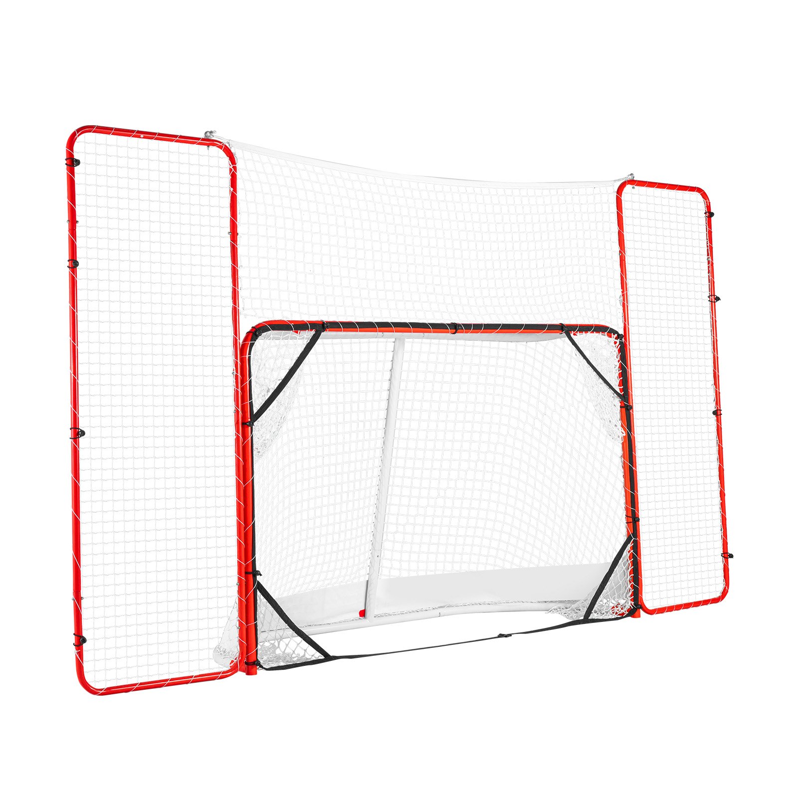 VEVOR Portería de Hockey con Protectores de Pelotas y Dianas Kit de Portero de Hockey 310x183 cm Juego de Entrenamiento de Hockey Profesional de Acero Portátil fácil Montaje, Interior y Exterior