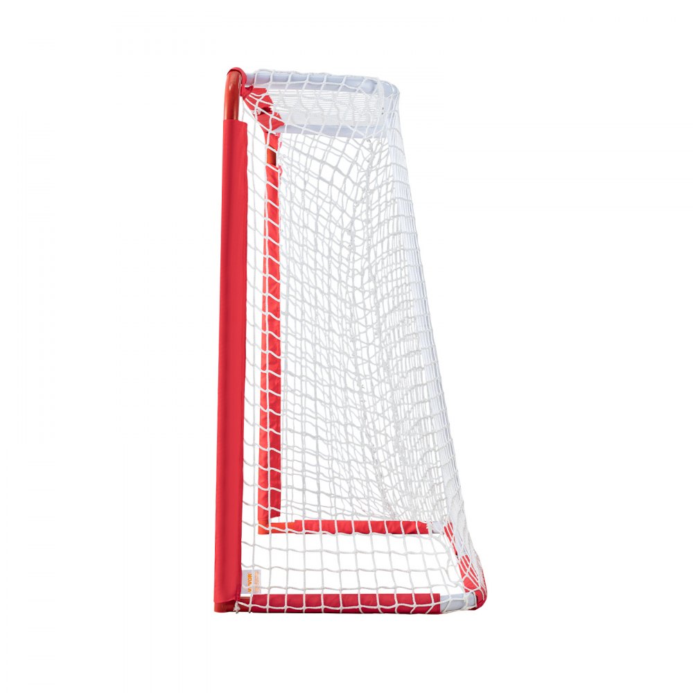 VEVOR Red de Hockey Callejero 137x112 cm Portería de Hockey Tubo de Acero para Interiores y Exteriores Juego de Entrenamiento de Hockey Portátil y Ligero Fácil Montaje para Jóvenes, Blanco/Rojo