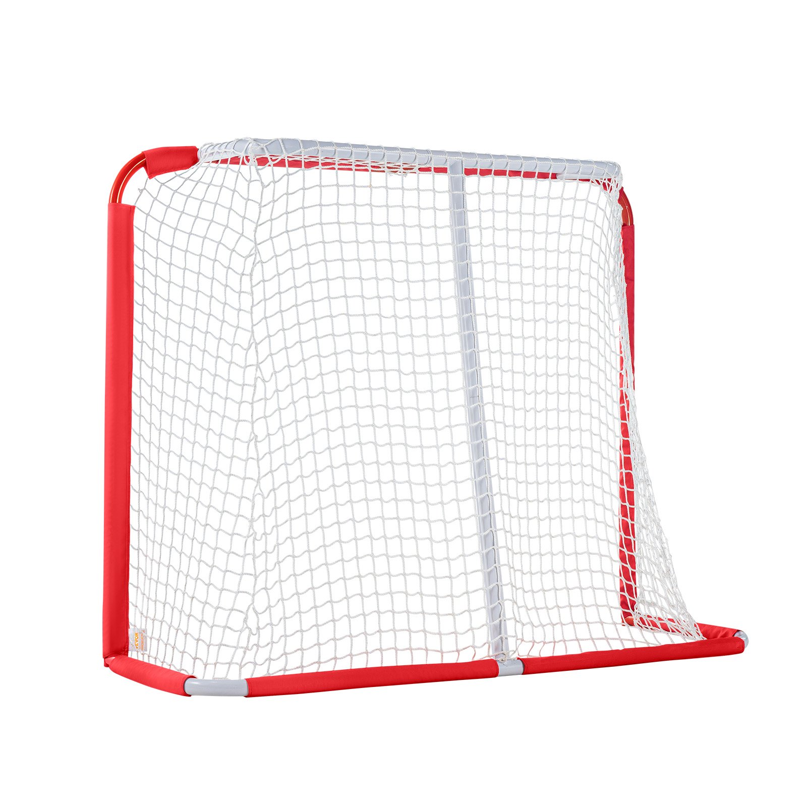 VEVOR Red de Hockey Callejero 137x112 cm Portería de Hockey Tubo de Acero para Interiores y Exteriores Juego de Entrenamiento de Hockey Portátil y Ligero Fácil Montaje para Jóvenes, Blanco/Rojo