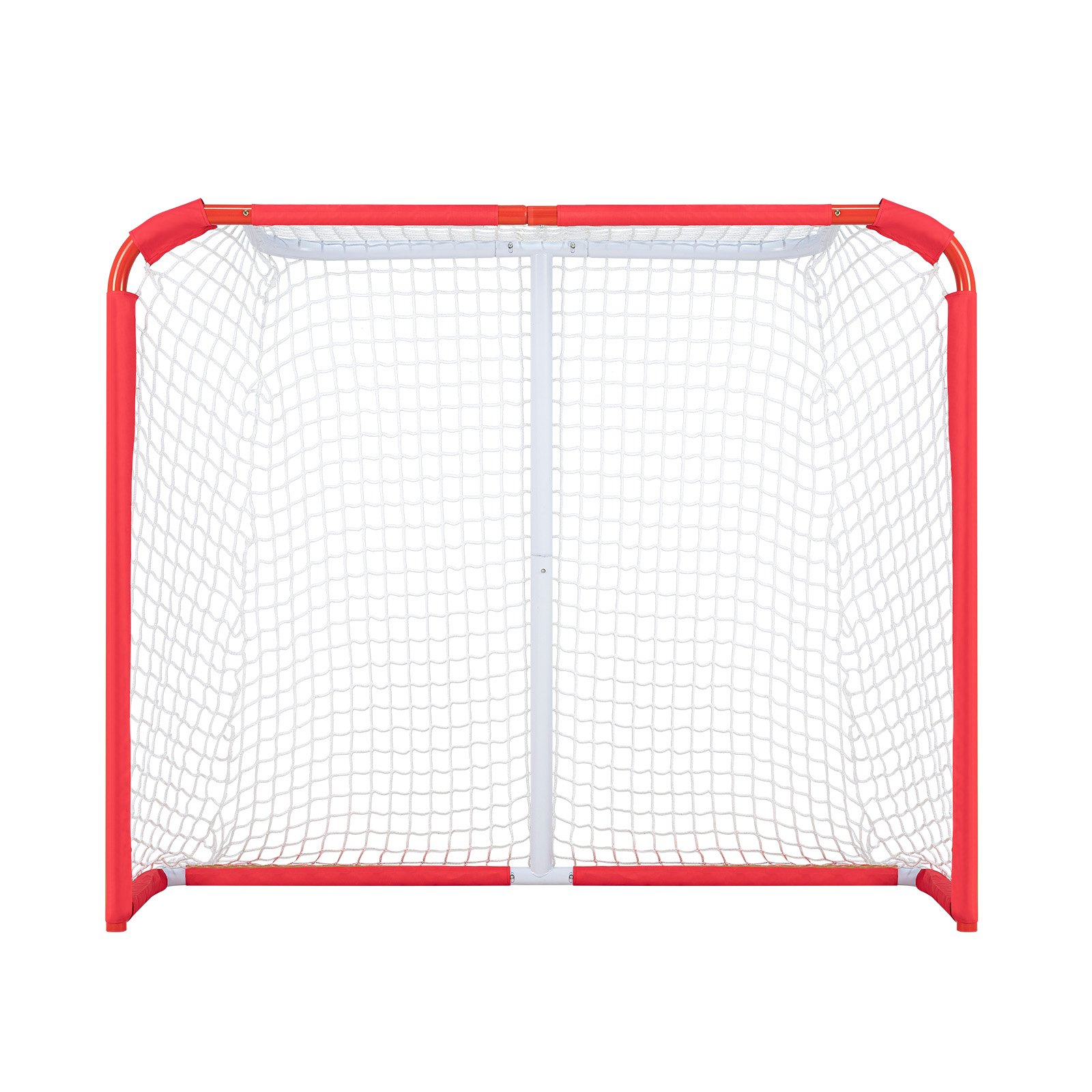VEVOR Red de Hockey Callejero 137x112 cm Portería de Hockey Tubo de Acero para Interiores y Exteriores Juego de Entrenamiento de Hockey Portátil y Ligero Fácil Montaje para Jóvenes, Blanco/Rojo
