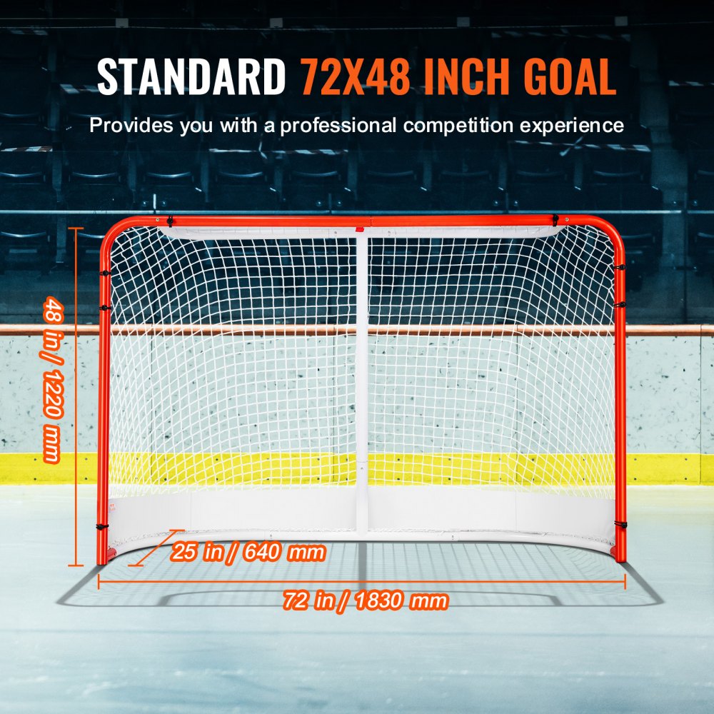 VEVOR Red de Hockey Callejero 183x122 cm Portería de Hockey de Tubo de Acero para Interiores y Exteriores Kit de Entrenamiento de Hockey Portátil y Ligero Fácil Montaje para Jóvenes, Blanco/Rojo