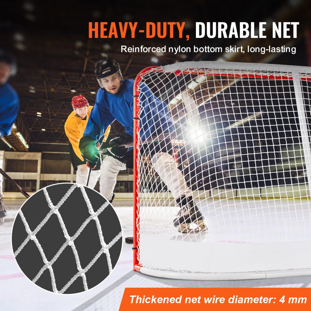 VEVOR Red de Hockey Callejero 183x122 cm Portería de Hockey de Tubo de Acero para Interiores y Exteriores Kit de Entrenamiento de Hockey Portátil y Ligero Fácil Montaje para Jóvenes, Blanco/Rojo