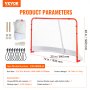 VEVOR Red de Hockey Callejero 183x122 cm Portería de Hockey de Tubo de Acero para Interiores y Exteriores Kit de Entrenamiento de Hockey Portátil y Ligero Fácil Montaje para Jóvenes, Blanco/Rojo