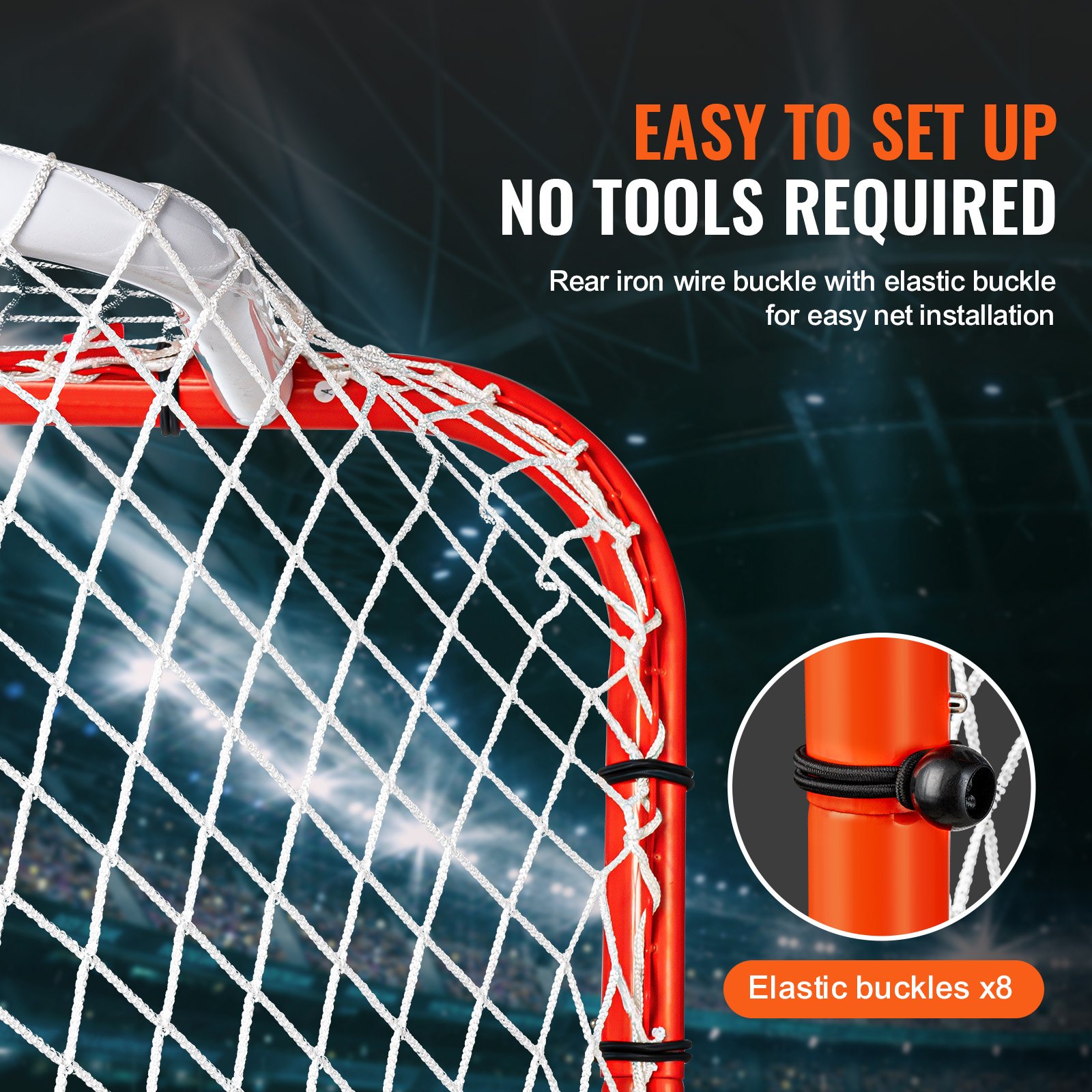 VEVOR Red de Hockey Callejero 183x122 cm Portería de Hockey de Tubo de Acero para Interiores y Exteriores Kit de Entrenamiento de Hockey Portátil y Ligero Fácil Montaje para Jóvenes, Blanco/Rojo