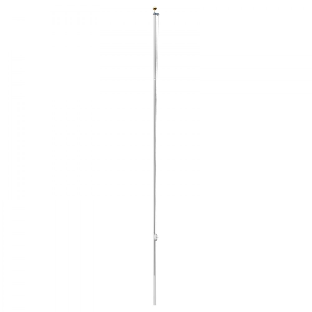 VEVOR Mástil de Bandera para Exterior 6,09 m, Asta para Bandera de Aluminio Modular, Metal Reforzado Base de Fijación, Kit Completo de Instalación, para Fiesta Eventos Actividades, Color Plateado