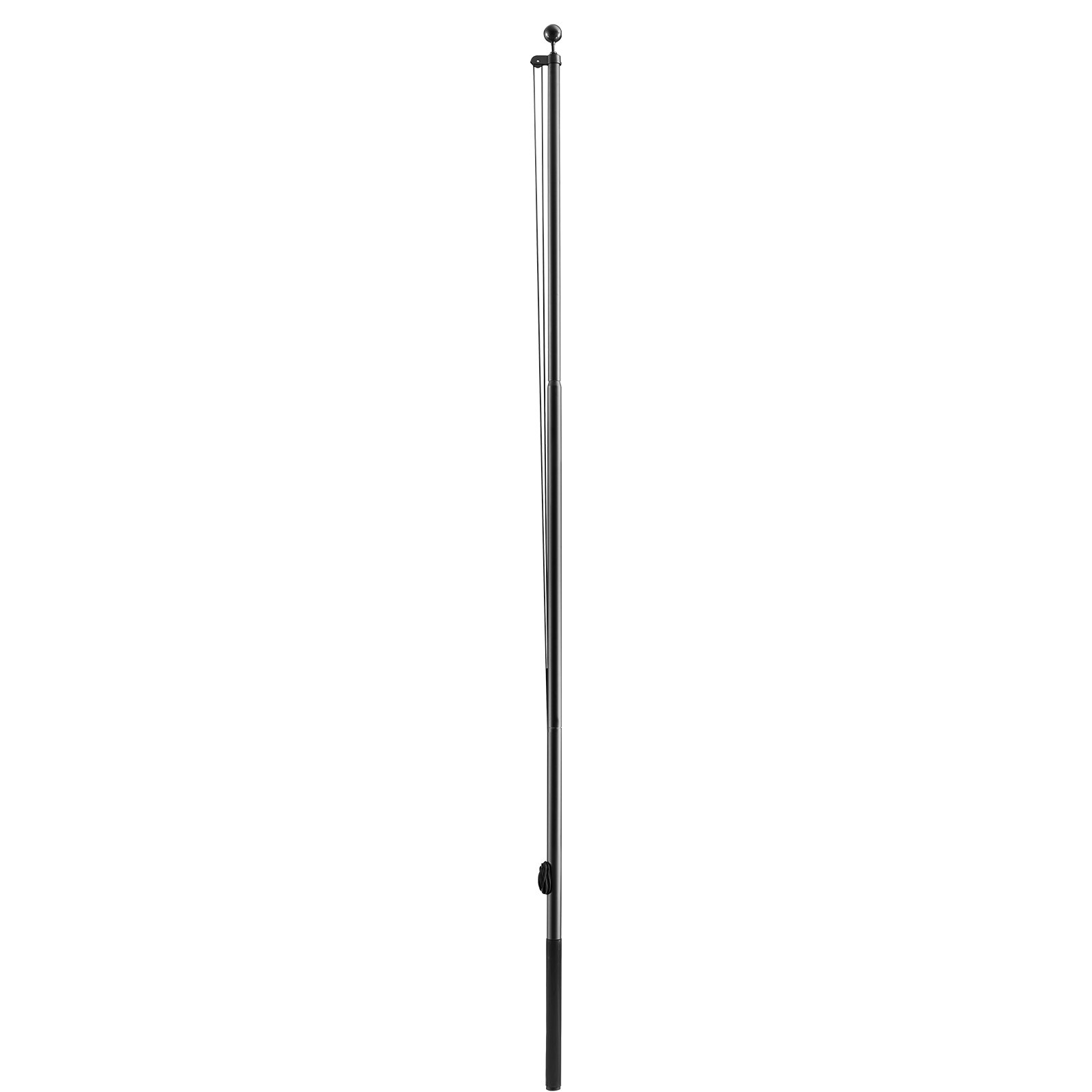 VEVOR Mástil de Bandera para Exterior 9,14 m, Asta para Bandera de Aluminio Extragrueso, Diseño Modular, con Base de Fijación Kit Completo de Montaje, para Fiesta Eventos Comercial Patio, Color Negro