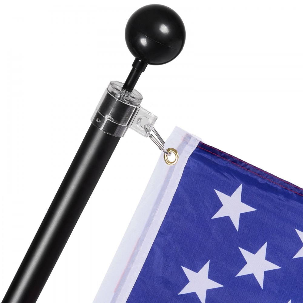 VEVOR Kit de mástil de bandera telescópico de 20 pies, kit de mástil de bandera de aleación de aluminio resistente en el suelo para exteriores, mástil de bandera de 3 modos de visualización con accesorios profesionales, negro
