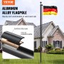 VEVOR Kit de Mástil Desmontable 609cm de Aluminio con Bandera de Alemán, Negro