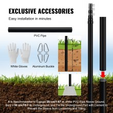 VEVOR Kit de Mástil Telescópico 730cm de Aluminio con Bandera de Alemán, Negro