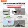 VEVOR Kit de Mástil Telescópico de Bandera 609cm de Aluminio Resistente, Plata