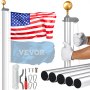 VEVOR Kit de Mástil de Bandera Desmontable 755cm de Aluminio Resistente, Plata