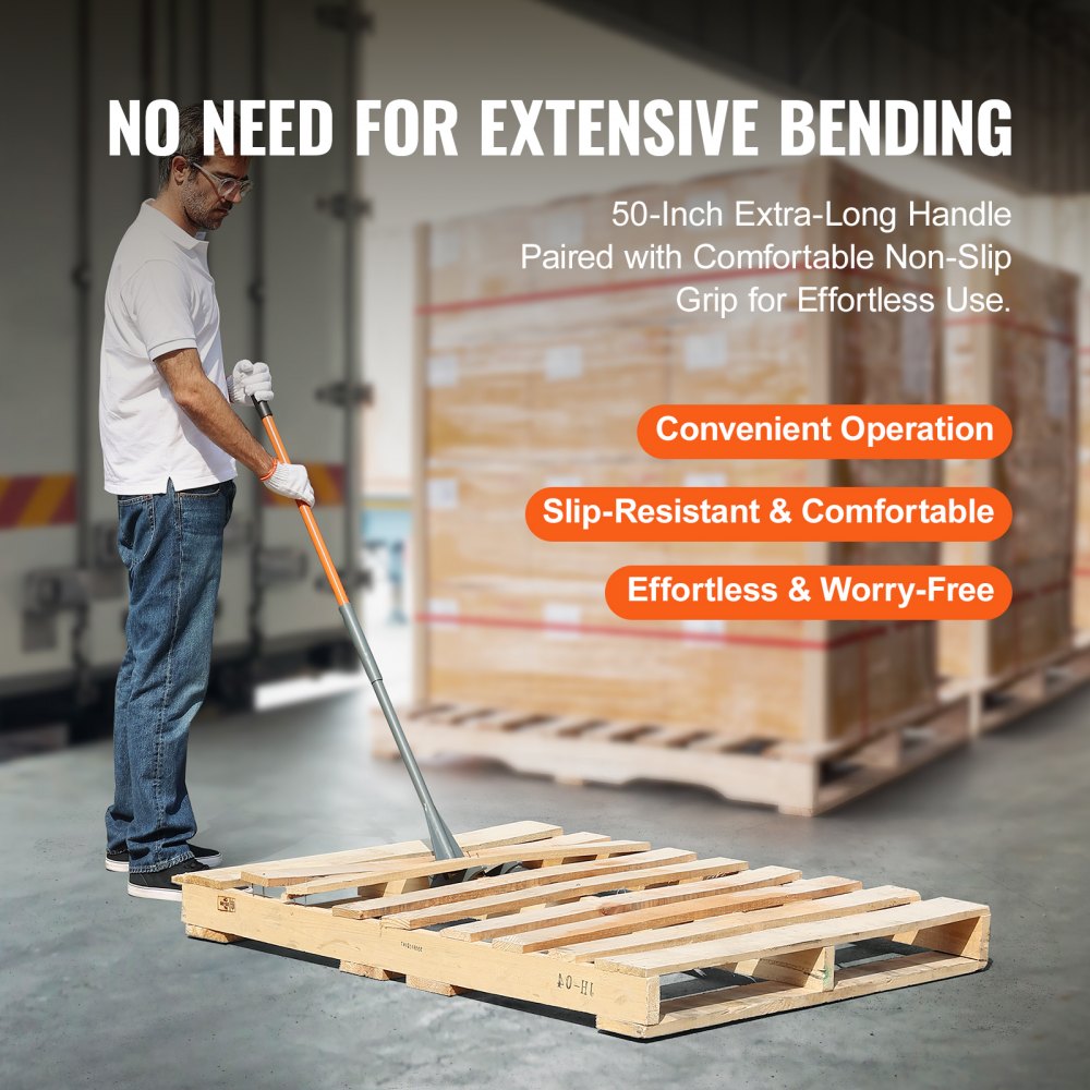 VEVOR Barra de Palanca de Acero al carbono Q235 Extractor de Palés 137,2 cm Capacidad de Carga 907 kg Herramienta de Desmontaje de Madera Mango de 127cm con Guantes para Desmontar Tablas de Extracción