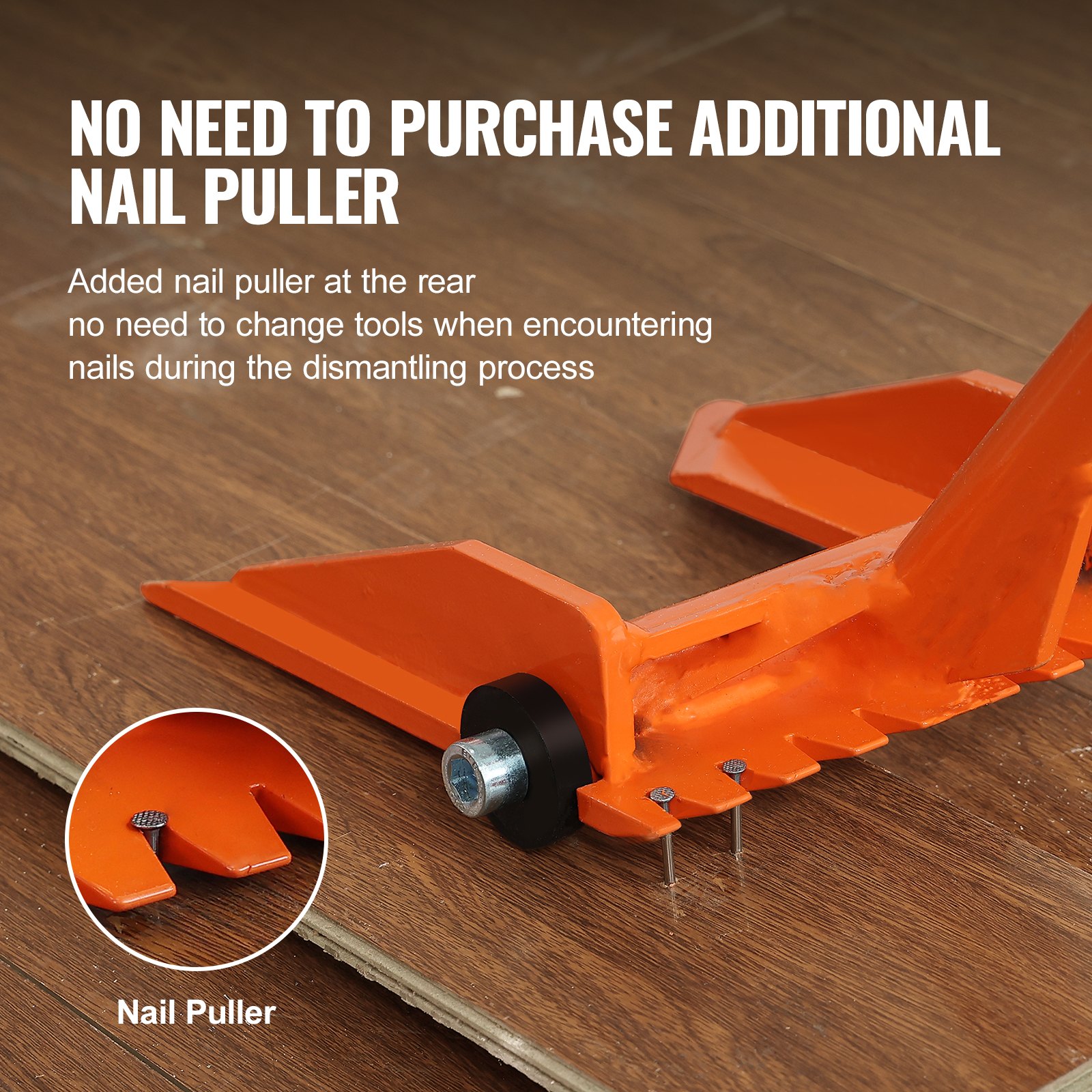 VEVOR Barra de Palanca de Acero al Carbono Q235 Extractor de Paletas de 60" Carga de 2000 libras Herramienta de Desmontaje de Paletas Par de Guantes para Desmontar Pisos de Parquet Tablones de Madera