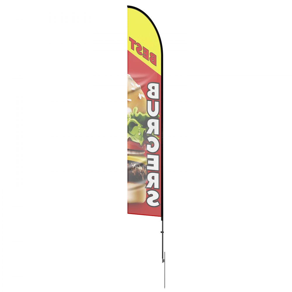 VEVOR - Bandera publicitaria de plumas para restaurante de hamburguesas con kit de mástil, banderas publicitarias para exteriores de negocios, incluye 1 bandera tipo pancarta, 1 mástil, 1 estaca para el suelo, bandera Swooper para negocios de 16,3 pies