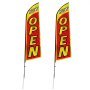 VEVOR Open Sign Flags with Mast Set, Advertising Flags for Businesses Outdoors, Advertising Feather Flag Set, incl. 2 Banner Flags, 2 Masts, 2 Ground Stakes, Open Sign Swooper Flags for Businesses 5 m
