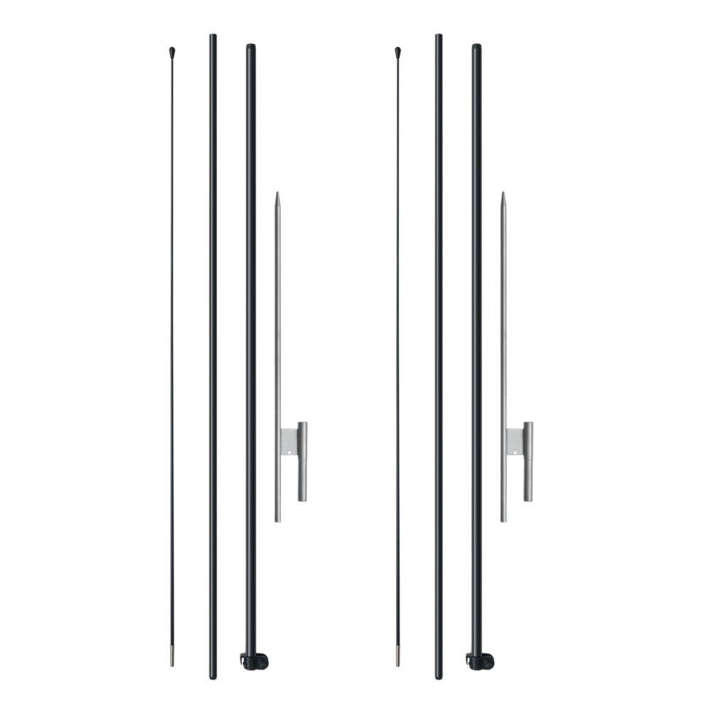 VEVOR Feather Flagpole Set, 2 Packs Swooper Flagpoles 12.7 ft, Sign Flagpoles for Outdoor Business Advertising Flags, with Ground Stakes and Carrying Bag (Flag Not Included)