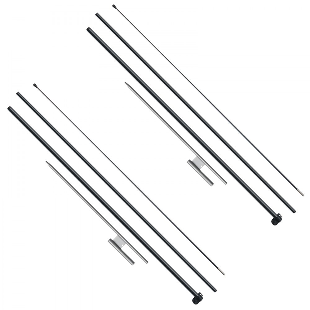 VEVOR Kit de mástil de bandera de plumas, 2 paquetes de mástil de bandera Swooper de 12,7 pies, mástiles de bandera de señalización para banderas publicitarias comerciales al aire libre, con estacas de tierra y una bolsa de transporte (bandera no incluida)