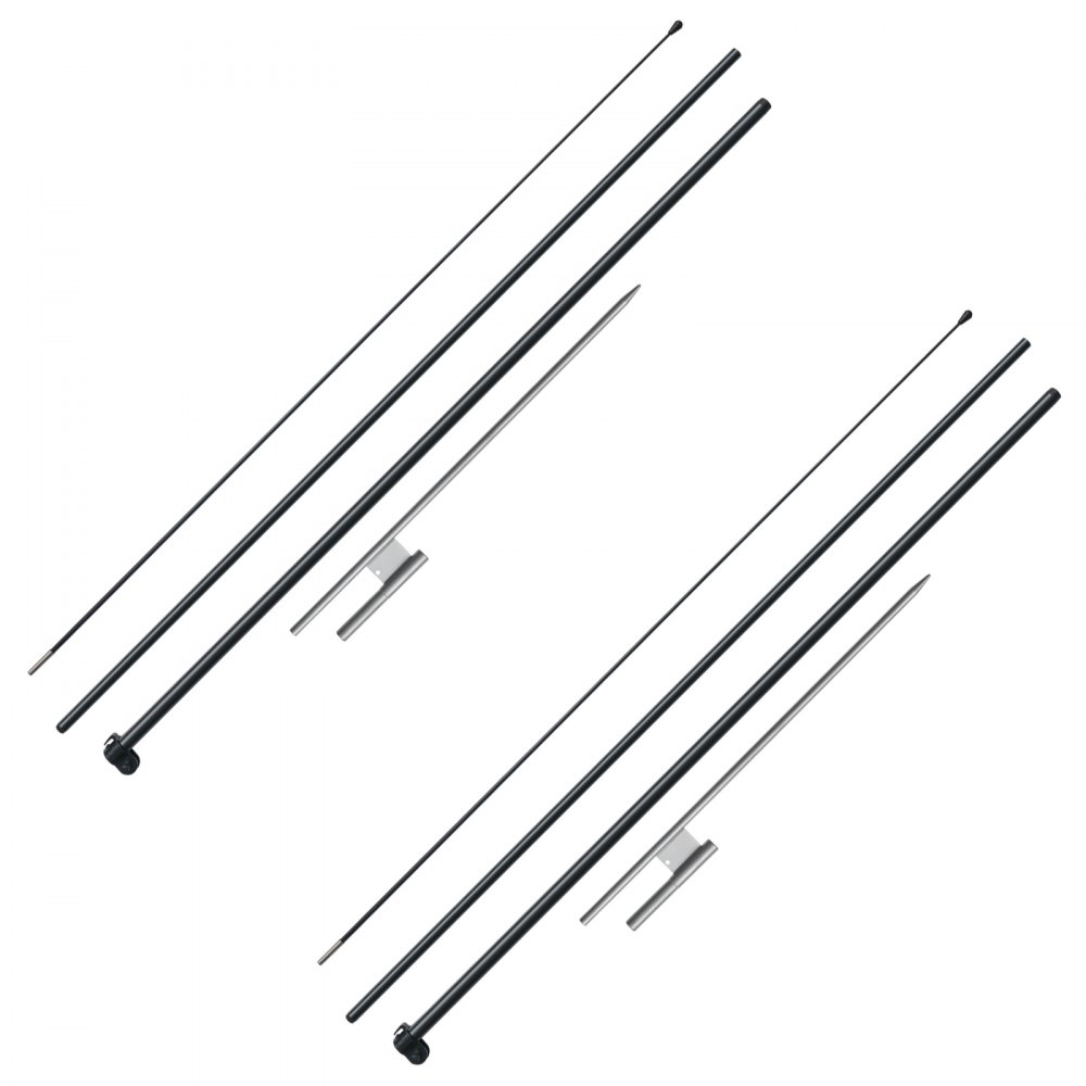 VEVOR Kit de mástil de bandera de plumas, 2 paquetes de mástil de bandera Swooper de 12,7 pies, mástiles de bandera de señalización para banderas publicitarias comerciales al aire libre, con estacas de tierra y una bolsa de transporte (bandera no incluida)