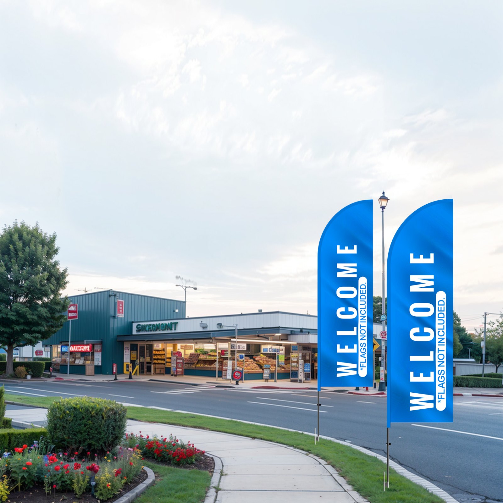 VEVOR Feather Flagpole Set, 2 Packs Swooper Flagpoles 12.7 ft, Sign Flagpoles for Outdoor Business Advertising Flags, with Ground Stakes and Carrying Bag (Flag Not Included)