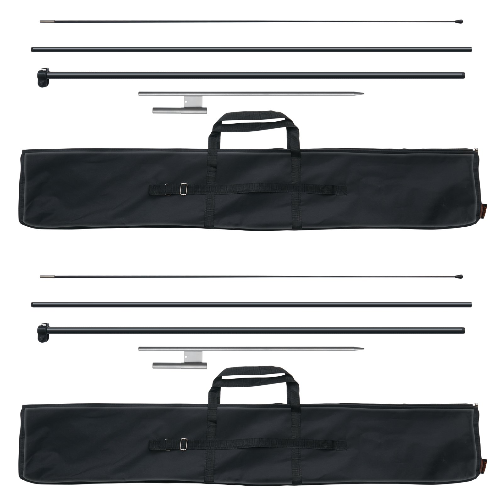 VEVOR Kit de mástil de bandera de plumas, 2 paquetes de mástil de bandera Swooper de 12,7 pies, mástiles de bandera de señalización para banderas publicitarias comerciales al aire libre, con estacas de tierra y una bolsa de transporte (bandera no incluida)