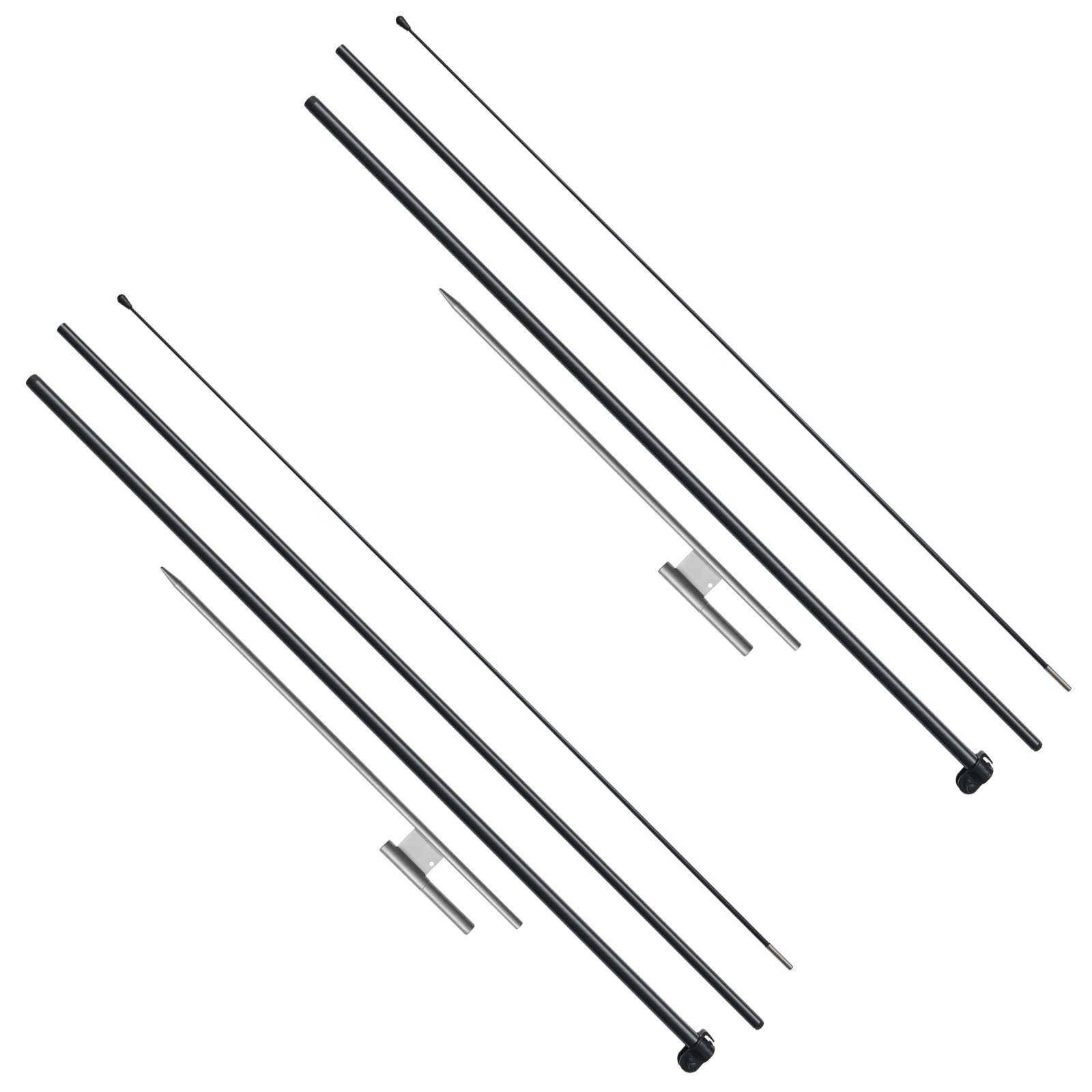VEVOR Kit de mástil de bandera de plumas, 2 paquetes de mástil de bandera Swooper de 12,7 pies, mástiles de bandera de señalización para banderas publicitarias comerciales al aire libre, con estacas de tierra y una bolsa de transporte (bandera no incluida)